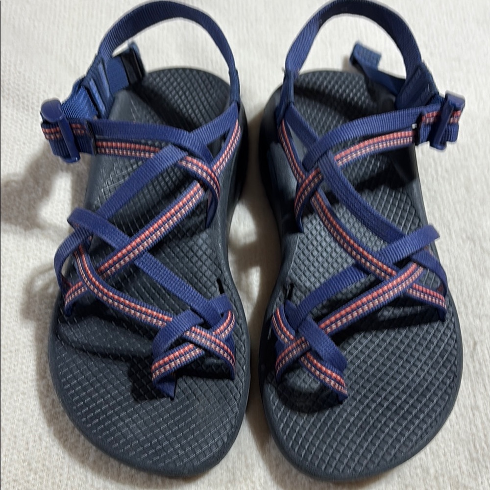 Chaco Navy and Coral Strappy Sandals